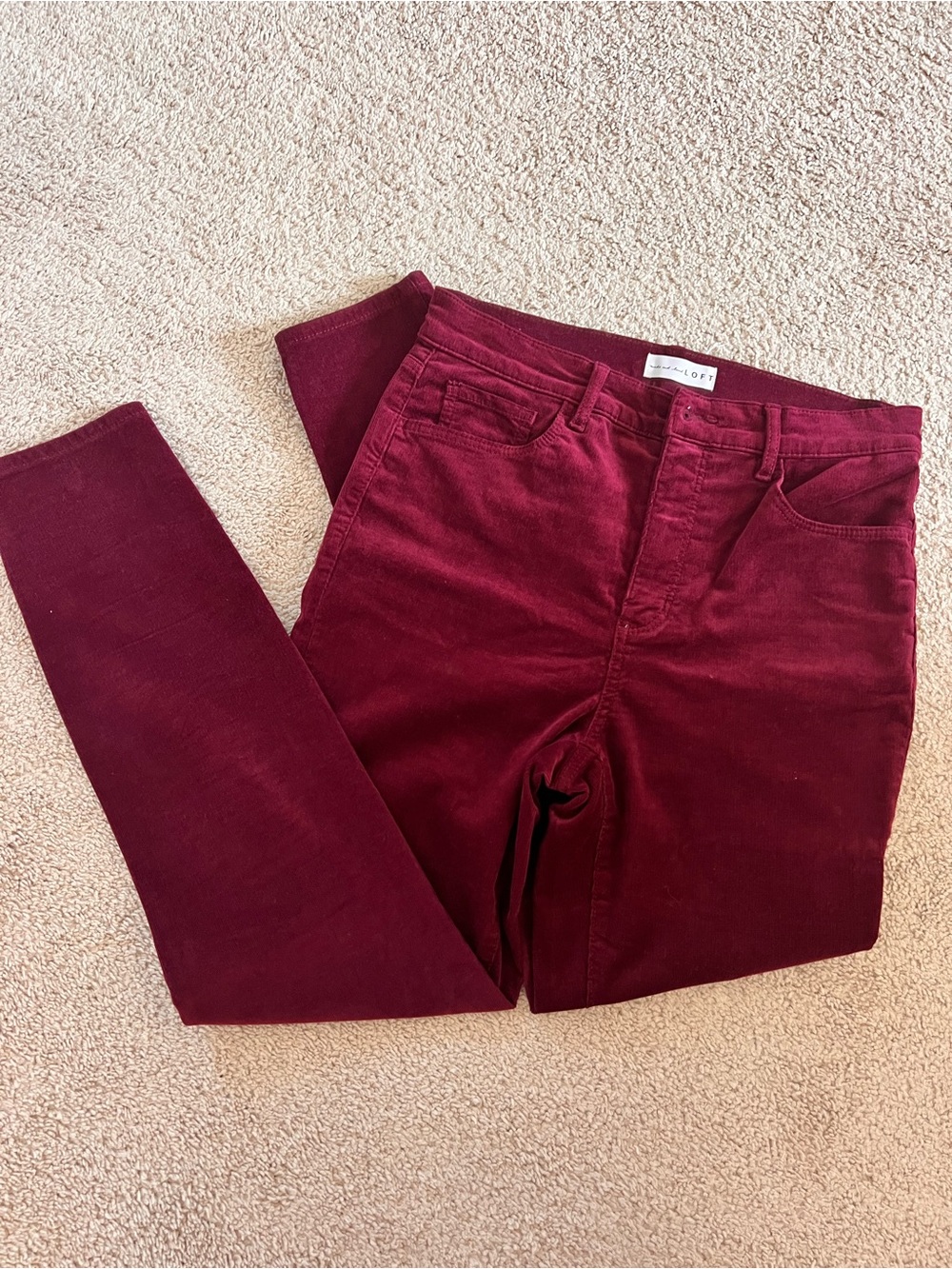 Loft Women's Burgundy Skinny Cords